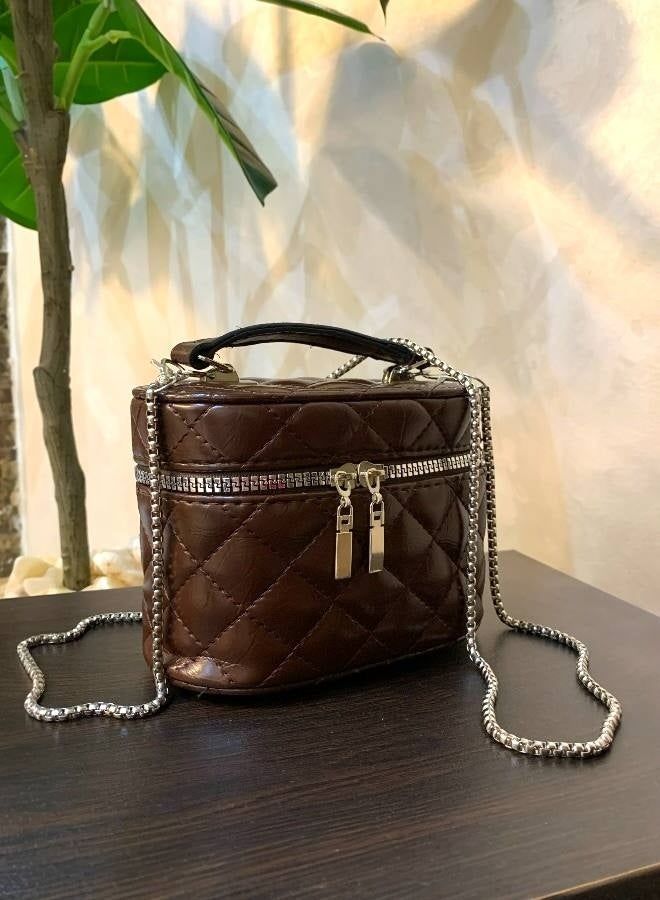 Mini Box Leather Crossbody Bag in Brown - Image 4